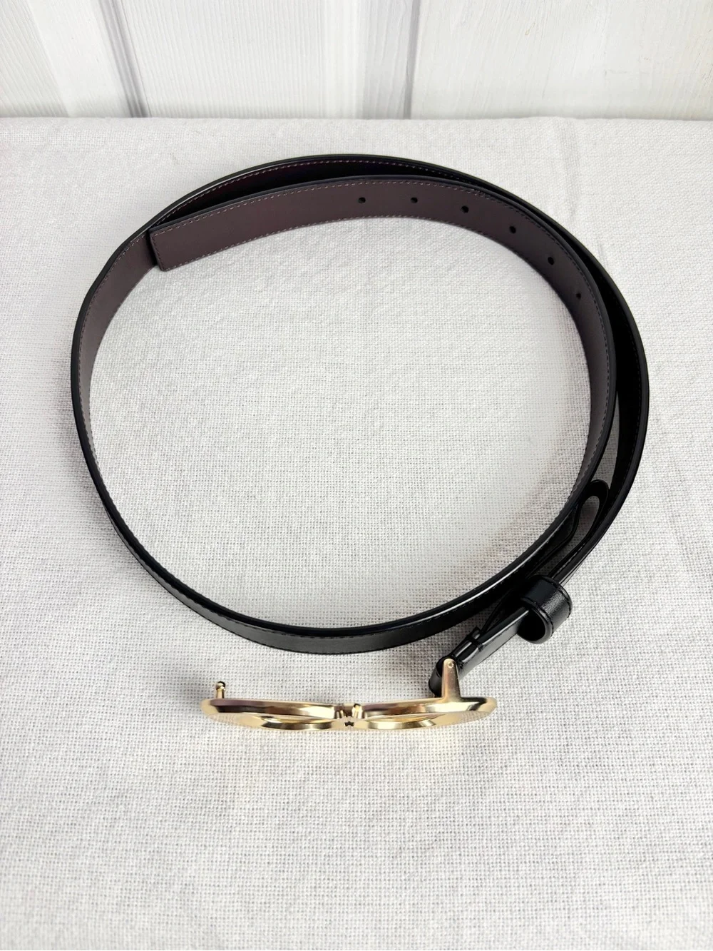Coach Signature Buckle Belt 25mm Size Large Good Condition Black & Gold Leather